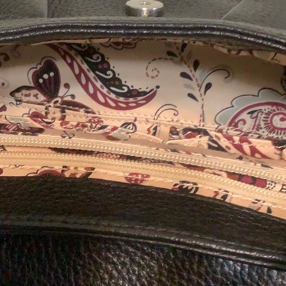 BRIGHTON small black shoulder bag brown croc trim - Picture 8 of 12